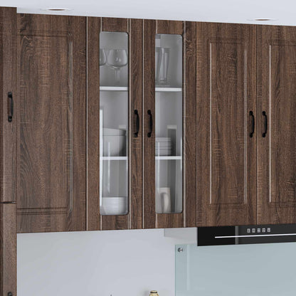 Wall Glass Cabinet LUCCA Brown Oak 60 x 31 x 100 cm