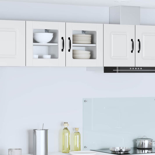 Wall Glass Cabinet PORTO 2 pcs White Engineered Wood