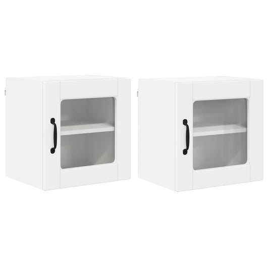 Wall Glass Cabinet PORTO 2 pcs White Engineered Wood