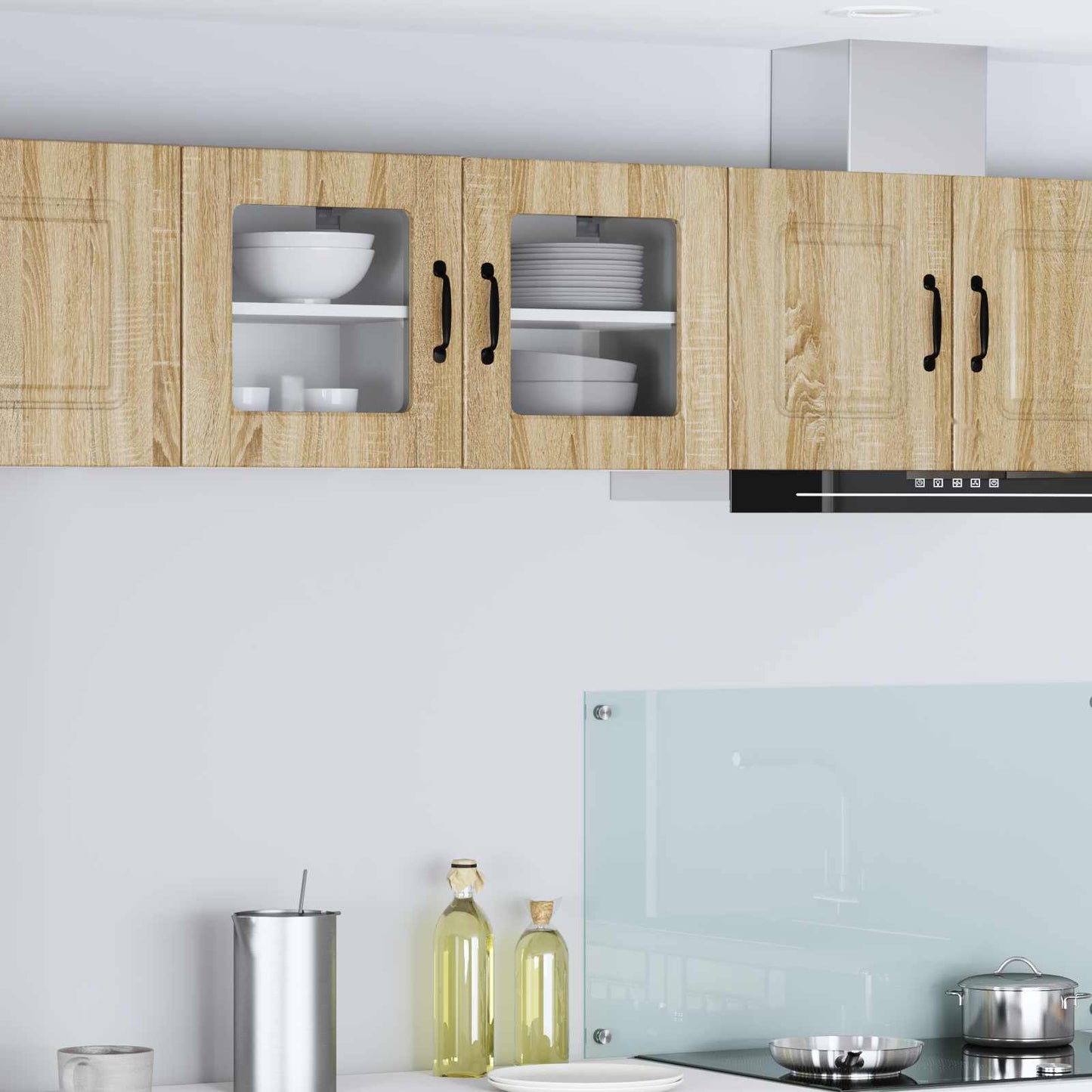 Wall Glass Cabinet PORTO Sonoma Oak 40 x 31 x 40 cm