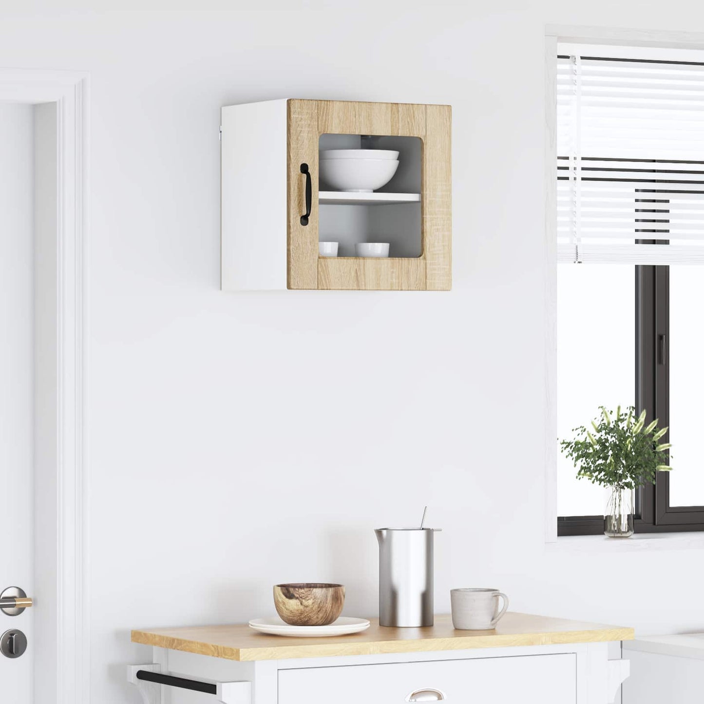Wall Glass Cabinet PORTO Sonoma Oak 40 x 31 x 40 cm