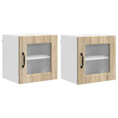 Wall Glass Cabinet PORTO 2 pcs Sonoma Oak 40 x 31 x 40 cm
