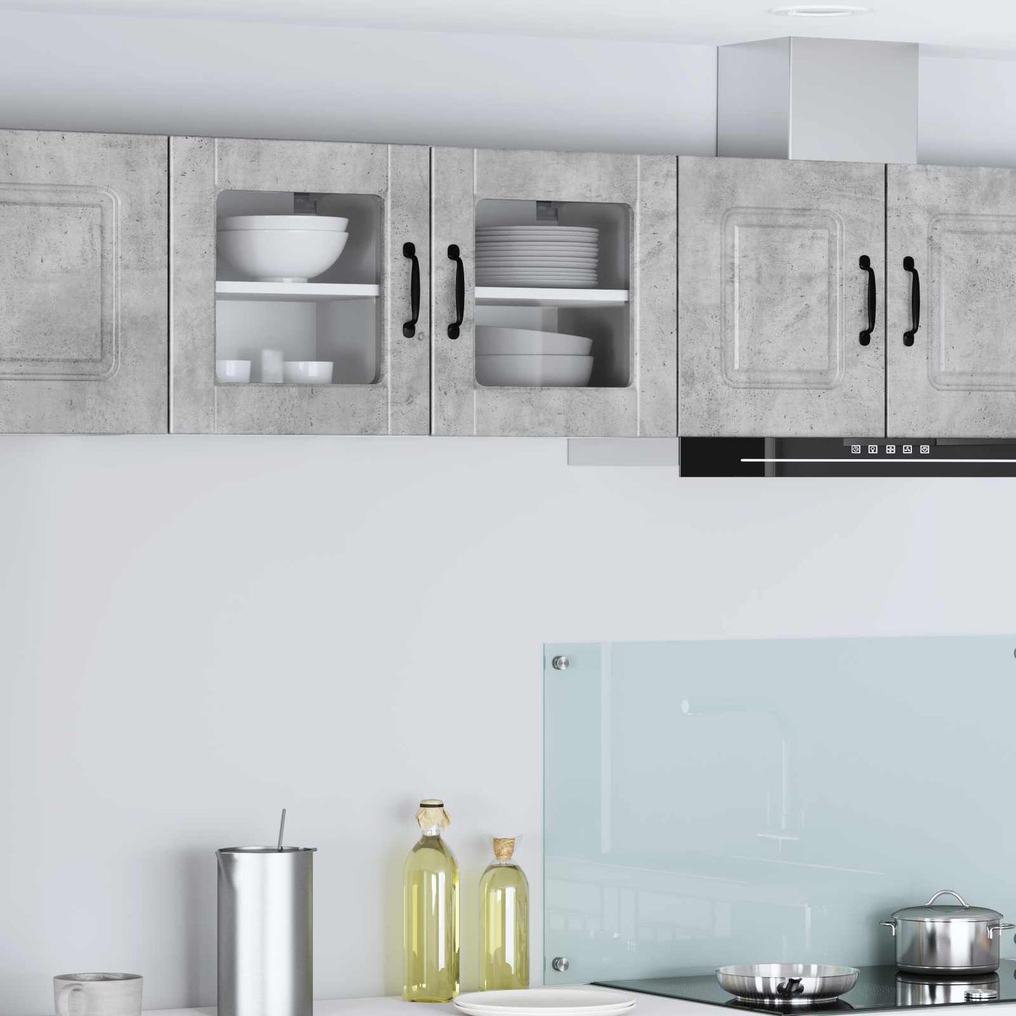 Wall Glass Cabinet PORTO 2 pcs Concrete Grey 40 x 31 x 40 cm
