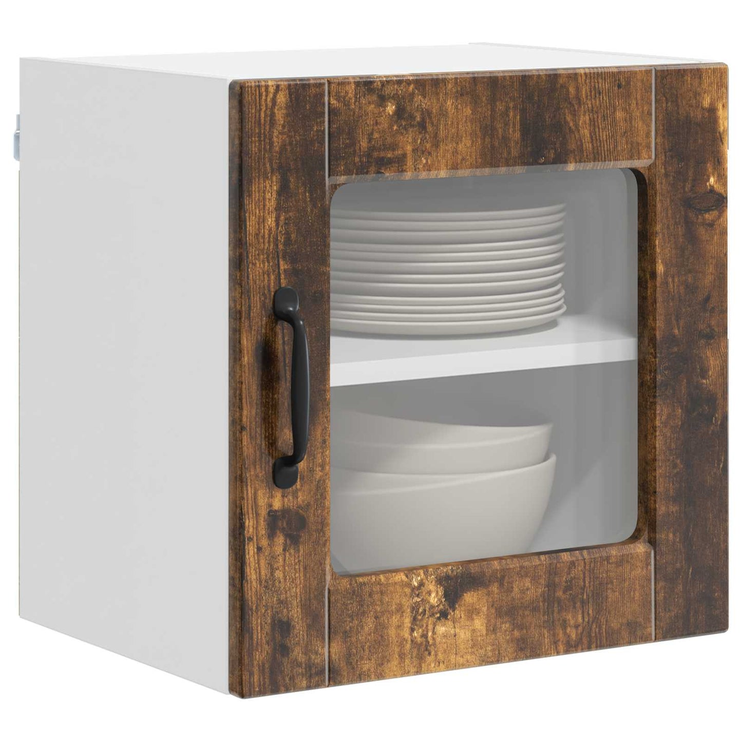 Wall Glass Cabinet PORTO 2 pcs Smoked Oak 40 x 31 x 40 cm