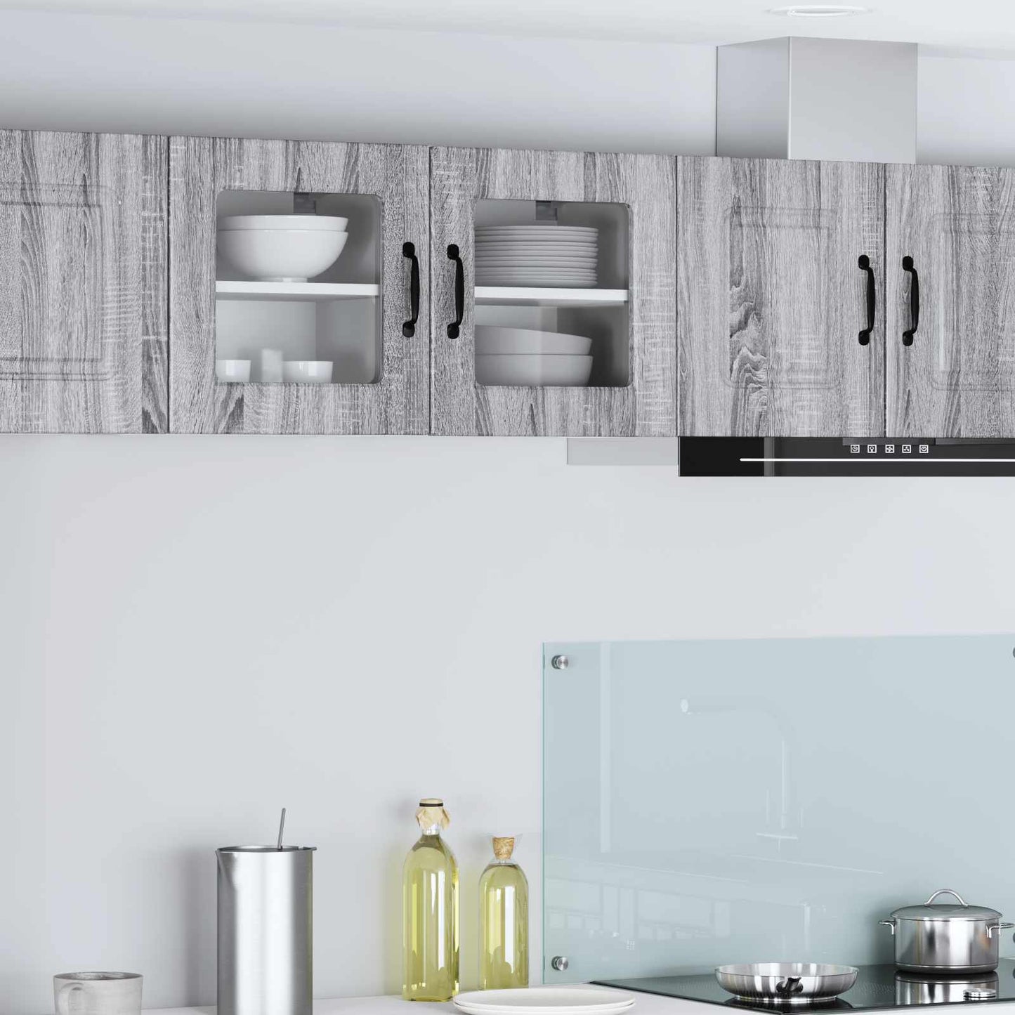 Wall Glass Cabinet PORTO Grey Sonoma 40 x 31 x 40 cm