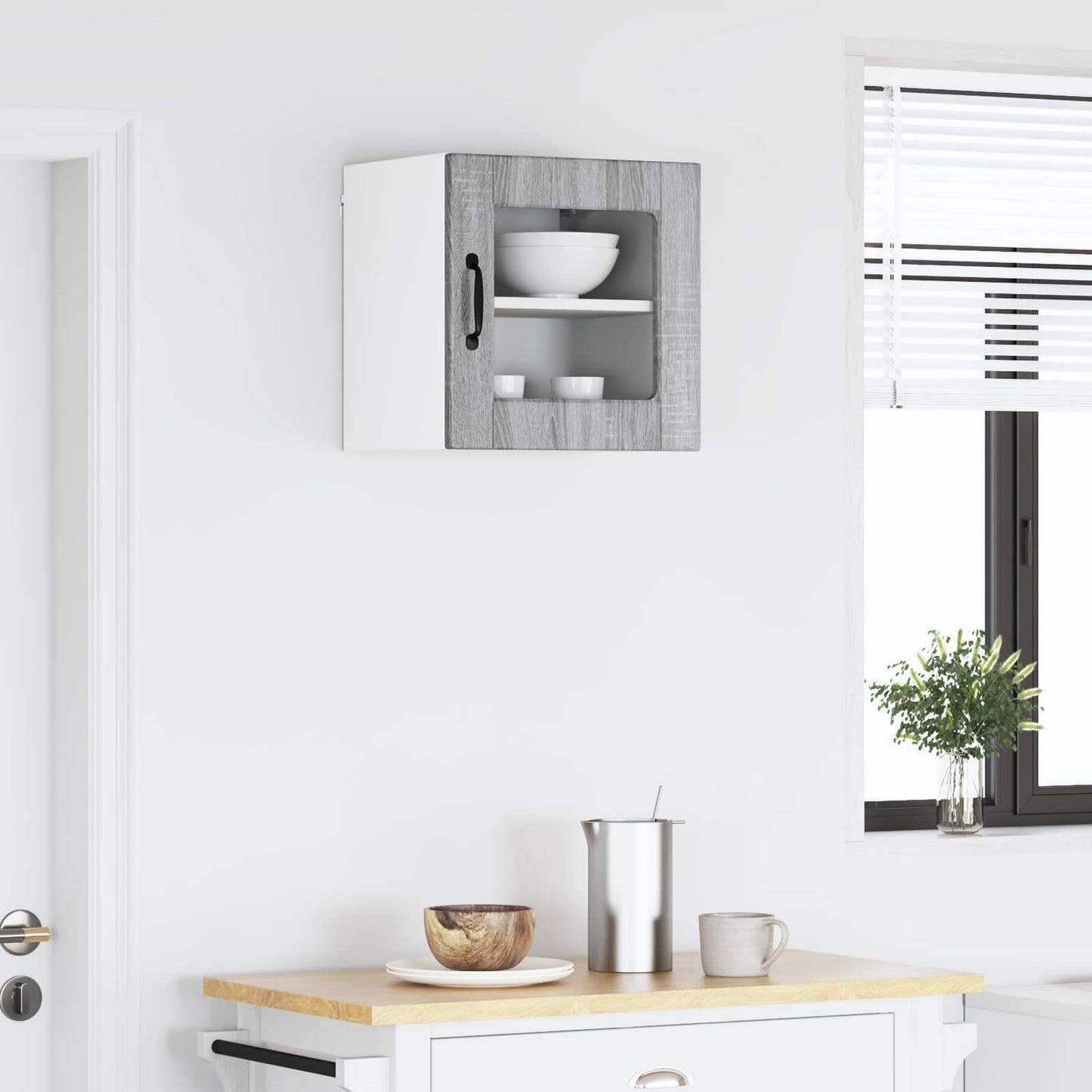 Wall Glass Cabinet PORTO Grey Sonoma 40 x 31 x 40 cm
