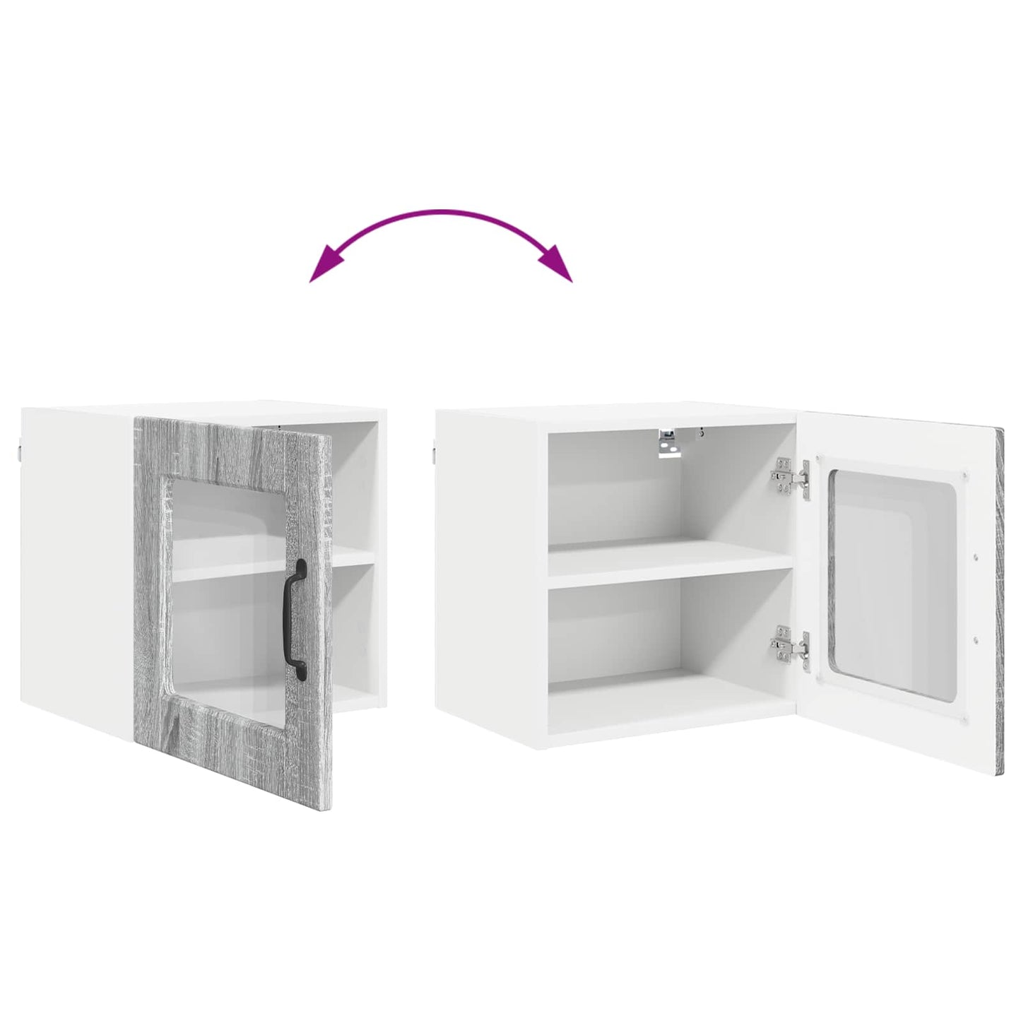 Wall Glass Cabinet PORTO Grey Sonoma 40 x 31 x 40 cm
