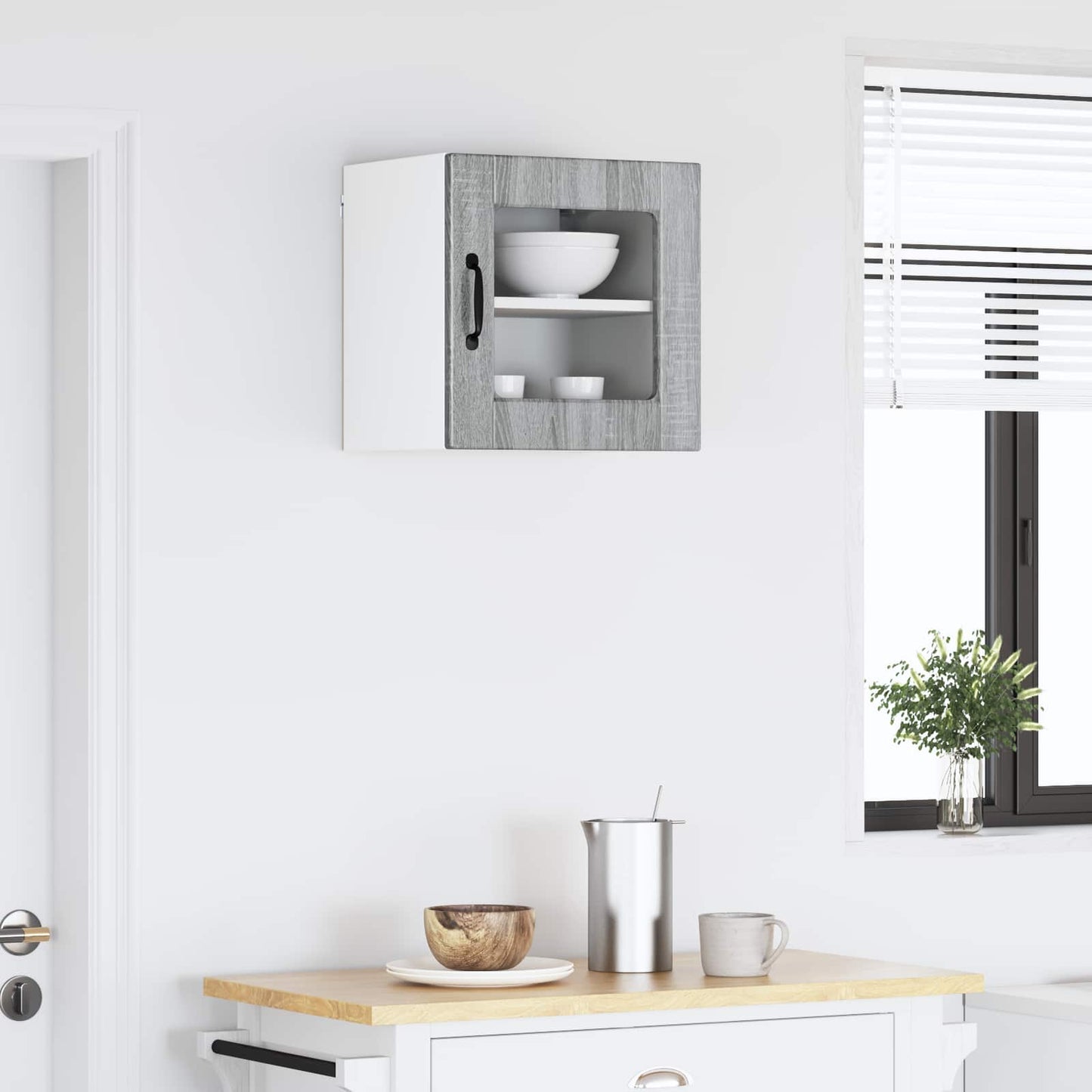 Wall Glass Cabinet PORTO 2 pcs Grey Sonoma 40 x 31 x 40 cm