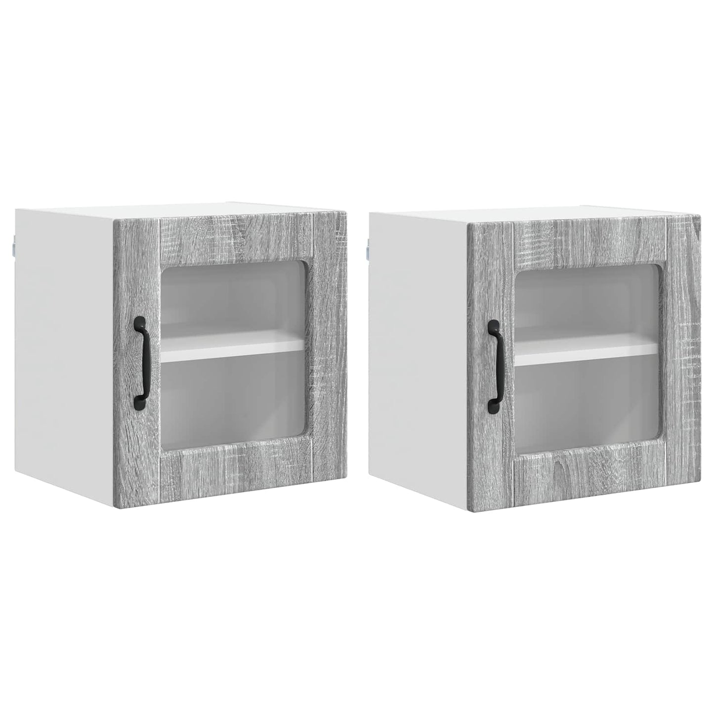 Wall Glass Cabinet PORTO 2 pcs Grey Sonoma 40 x 31 x 40 cm