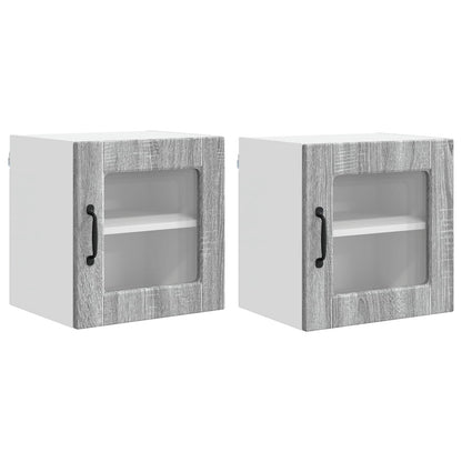Wall Glass Cabinet PORTO 2 pcs Grey Sonoma 40 x 31 x 40 cm