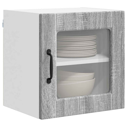 Wall Glass Cabinet PORTO 2 pcs Grey Sonoma 40 x 31 x 40 cm