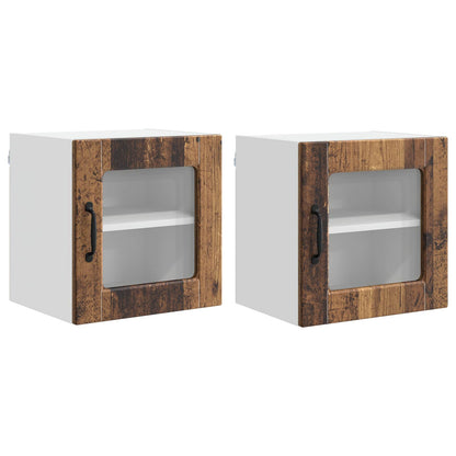 Wall Glass Cabinet PORTO 2 pcs Old Wood 40 x 31 x 40 cm