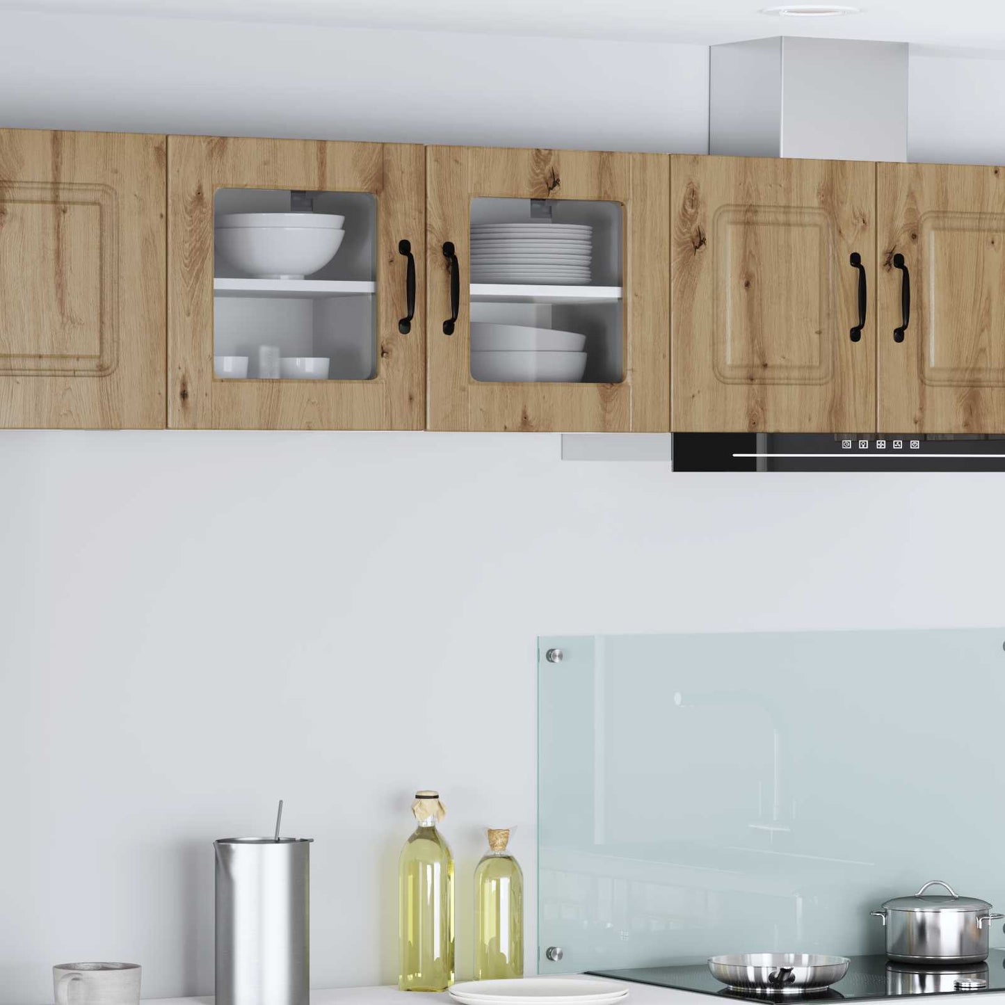 Wall Glass Cabinet PORTO 2 pcs Artisan Oak 40 x 31 x 40 cm