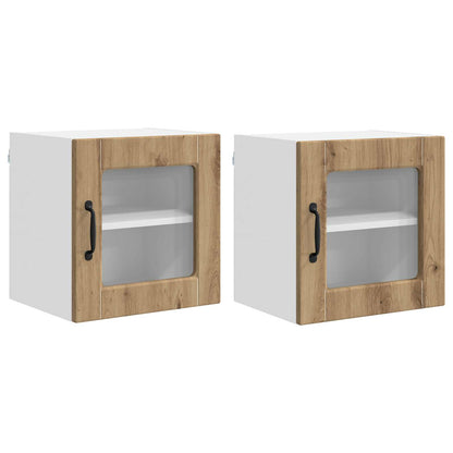 Wall Glass Cabinet PORTO 2 pcs Artisan Oak 40 x 31 x 40 cm