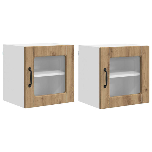 Wall Glass Cabinet PORTO 2 pcs Artisan Oak Engineered Wood