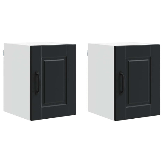 Wall Cabinet PORTO 2 pcs Black Engineered Wood