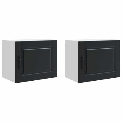 Wall Cabinet PORTO 2 pcs Black Engineered Wood
