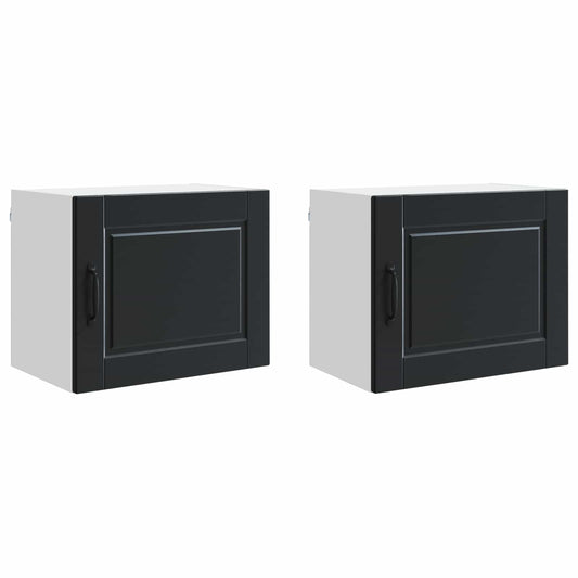 Wall Cabinet PORTO 2 pcs Black Engineered Wood