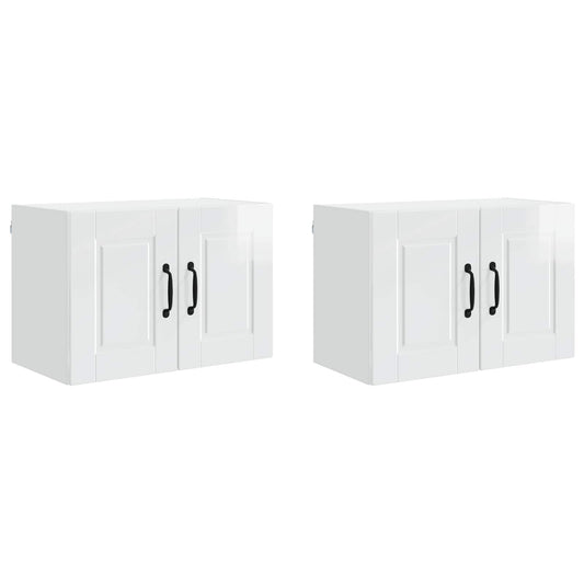 Wall Cabinet PORTO 2 pcs High Gloss White Engineered Wood