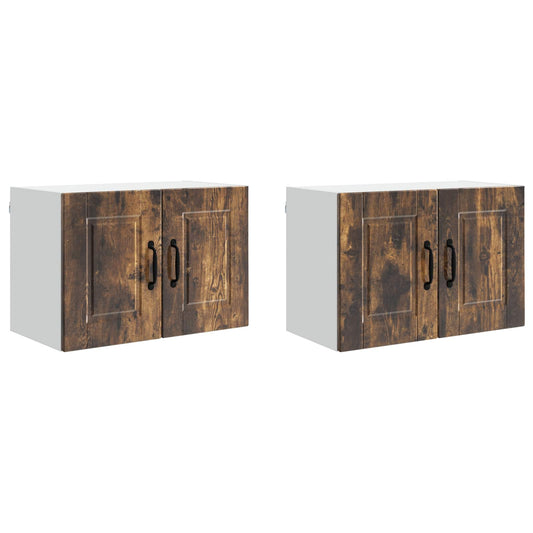Wall Cabinet PORTO 2 pcs Smoked Oak Engineered Wood