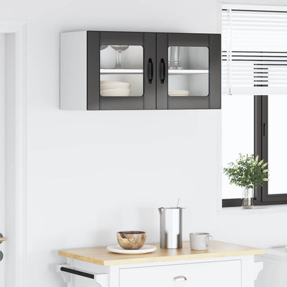 Wall Glass Cabinet PORTO Black 80 x 31 x 40 cm Engineered Wood