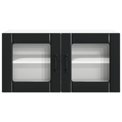 Wall Glass Cabinet PORTO Black 80 x 31 x 40 cm Engineered Wood