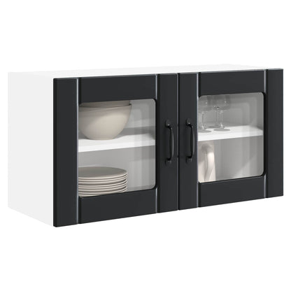 Wall Glass Cabinet PORTO Black 80 x 31 x 40 cm Engineered Wood