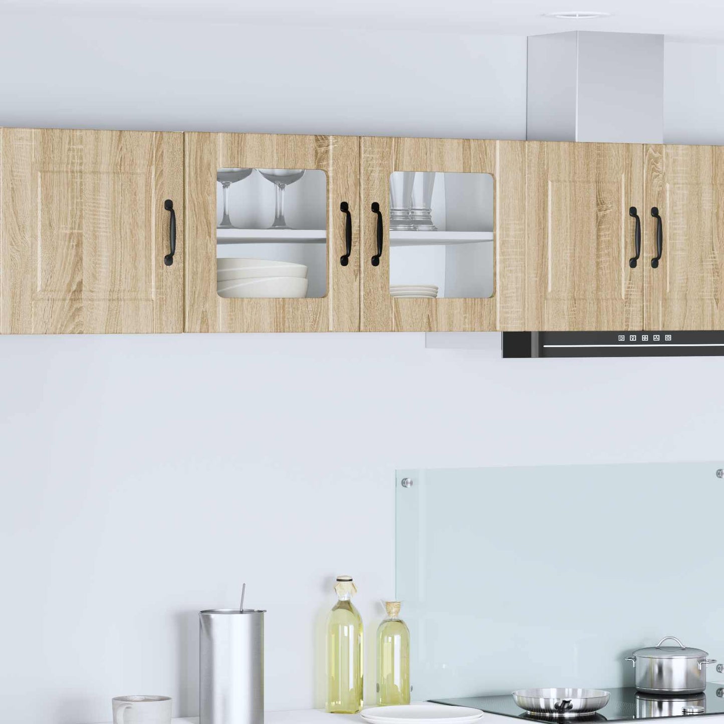 Wall Glass Cabinet PORTO Sonoma Oak 80 x 31 x 40 cm