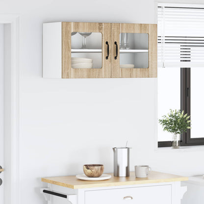 Wall Glass Cabinet PORTO Sonoma Oak 80 x 31 x 40 cm