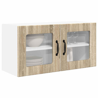 Wall Glass Cabinet PORTO Sonoma Oak 80 x 31 x 40 cm