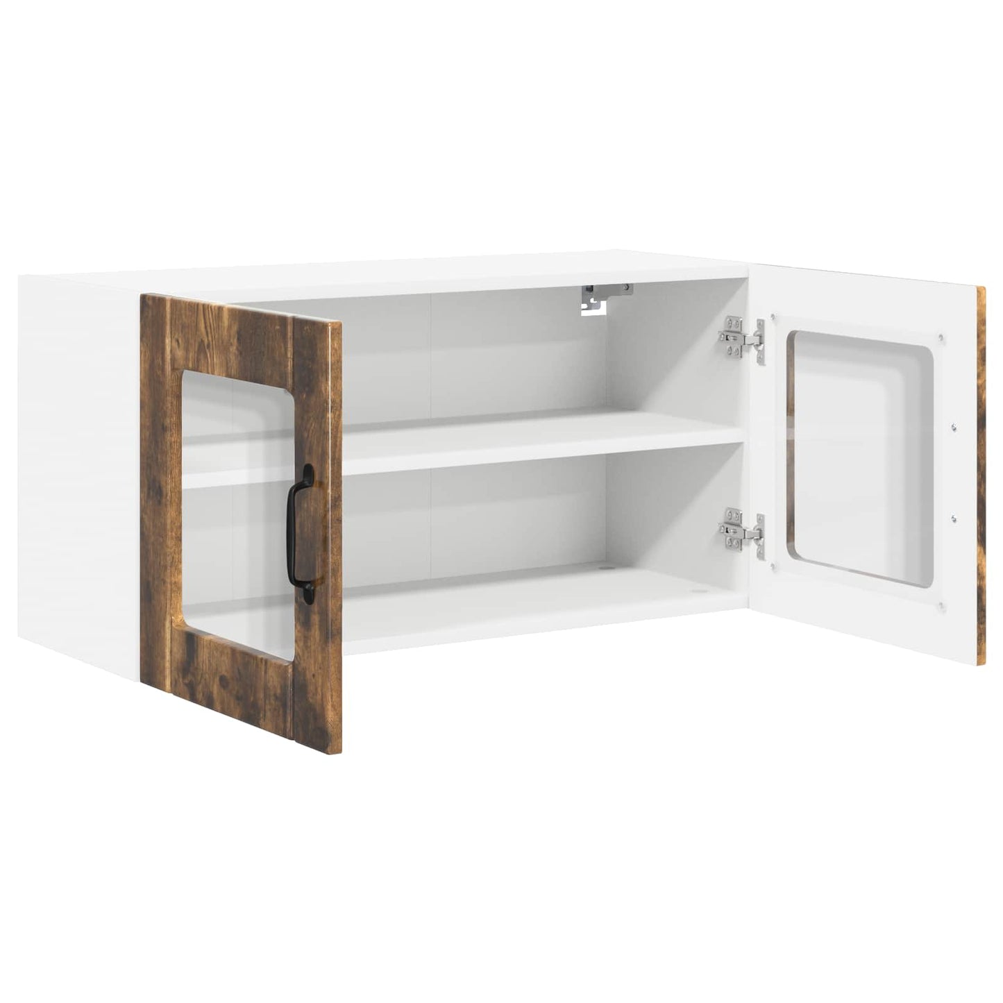 Wall Glass Cabinet PORTO Smoked Oak 80 x 31 x 40 cm