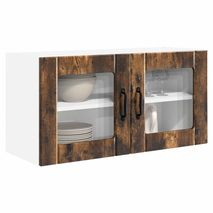 Wall Glass Cabinet PORTO Smoked Oak 80 x 31 x 40 cm