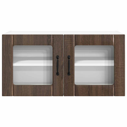 Wall Glass Cabinet PORTO Brown Oak 80 x 31 x 40 cm