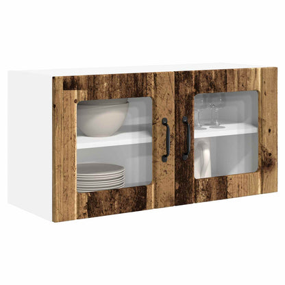 Wall Glass Cabinet PORTO Old Wood 80 x 31 x 40 cm