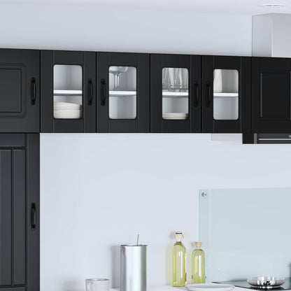 Wall Glass Cabinet PORTO 2 pcs Black 60 x 31 x 40 cm