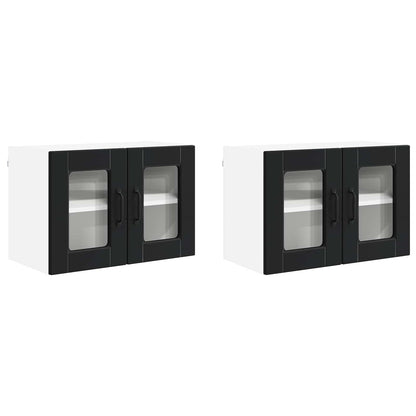 Wall Glass Cabinet PORTO 2 pcs Black 60 x 31 x 40 cm
