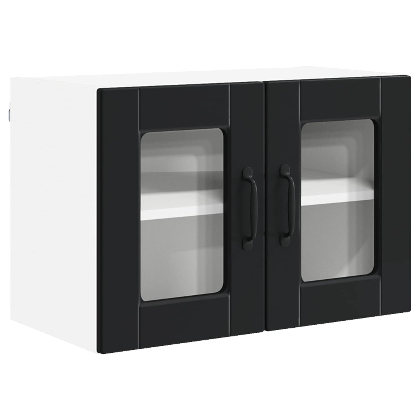 Wall Glass Cabinet PORTO 2 pcs Black 60 x 31 x 40 cm