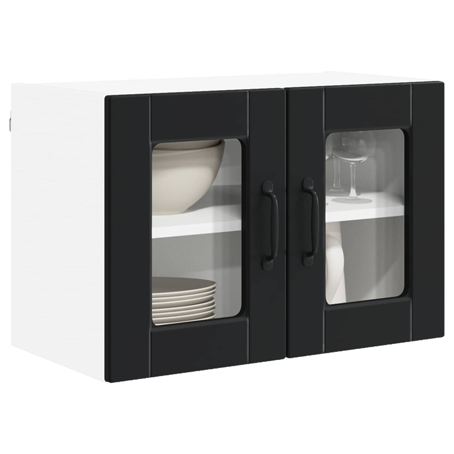 Wall Glass Cabinet PORTO 2 pcs Black 60 x 31 x 40 cm