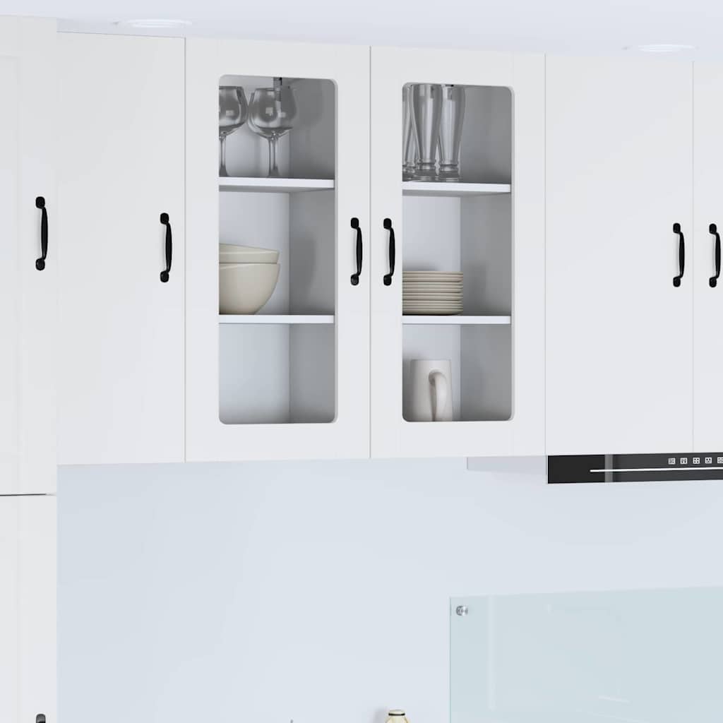 Wall Glass Cabinet PORTO 2 pcs White 40 x 31 x 80 cm