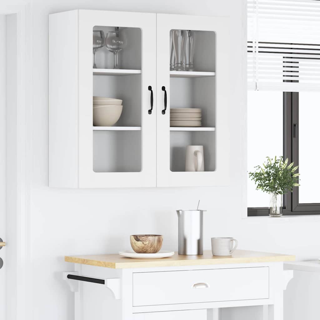 Wall Glass Cabinet PORTO 2 pcs White 40 x 31 x 80 cm