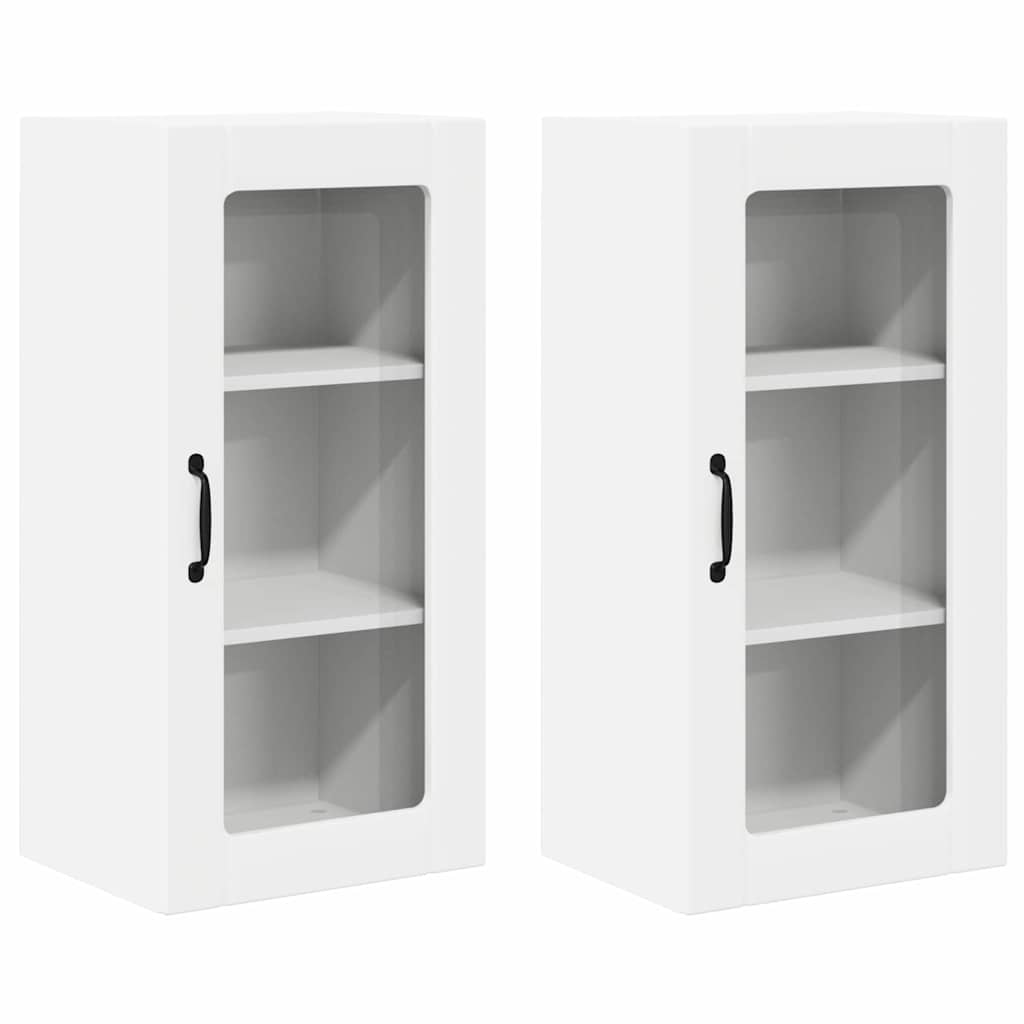 Wall Glass Cabinet PORTO 2 pcs White 40 x 31 x 80 cm