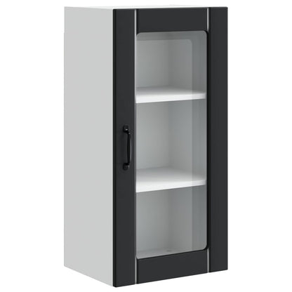 Wall Glass Cabinet PORTO Black 40 x 31 x 80 cm Engineered Wood