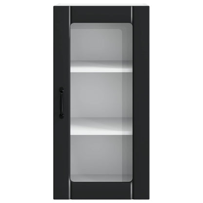 Wall Glass Cabinet PORTO Black 40 x 31 x 80 cm Engineered Wood