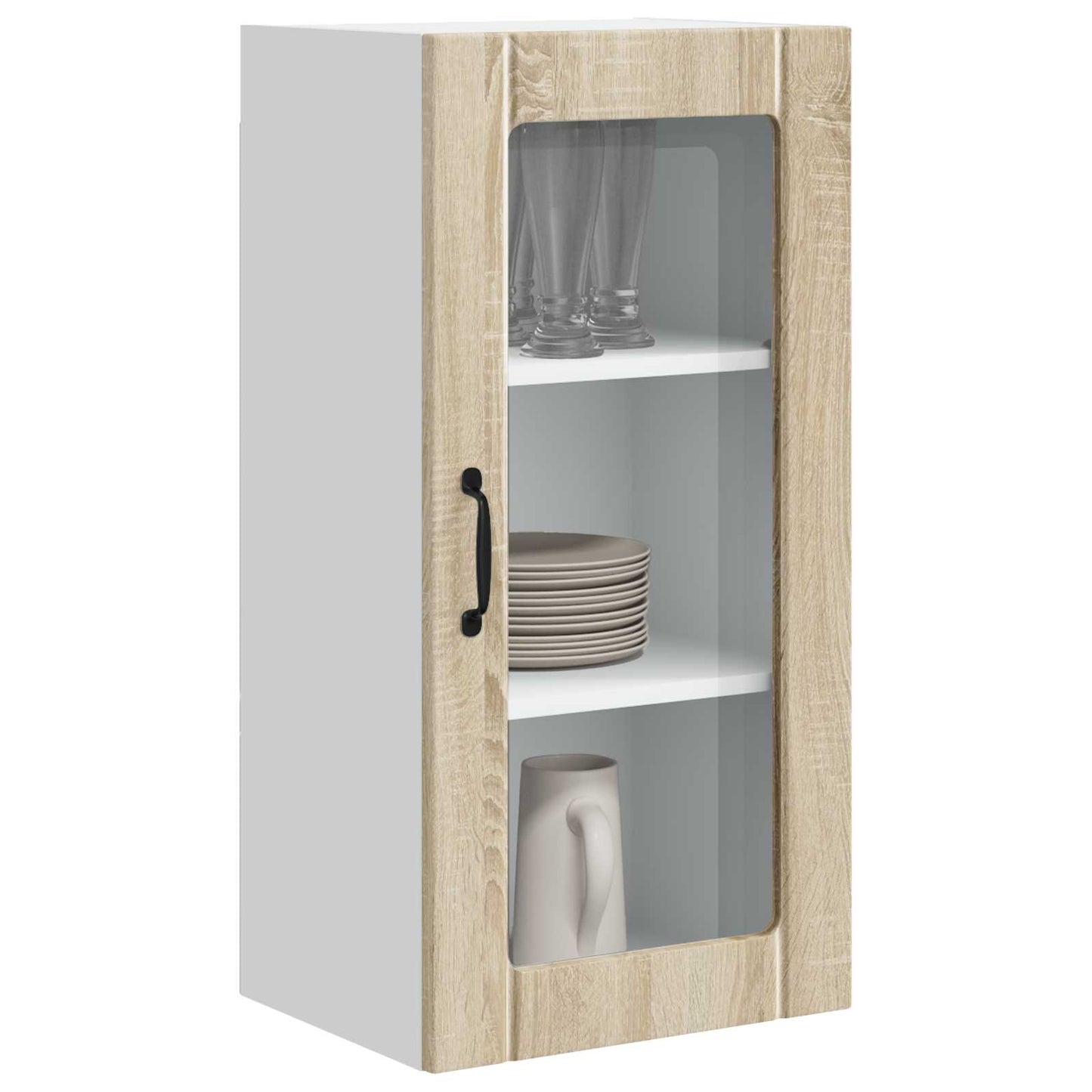 Wall Glass Cabinet PORTO Sonoma Oak 40 x 31 x 80 cm