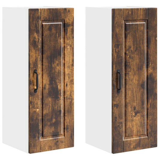 Wall Cabinet PORTO 2 pcs Smoked Oak Engineered Wood