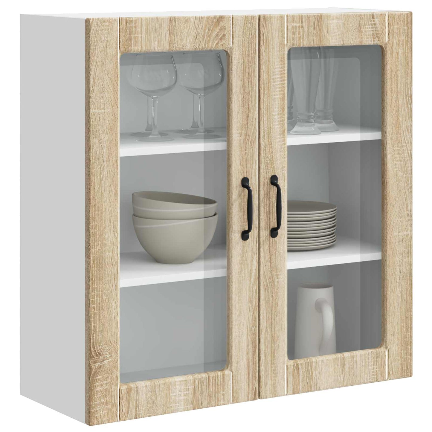Wall Glass Cabinet PORTO Sonoma Oak 80 x 31 x 80 cm