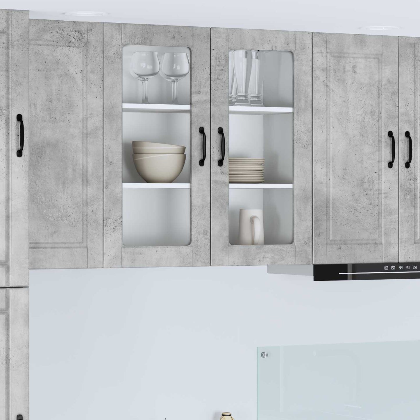 Wall Glass Cabinet PORTO Concrete Grey 80 x 31 x 80 cm