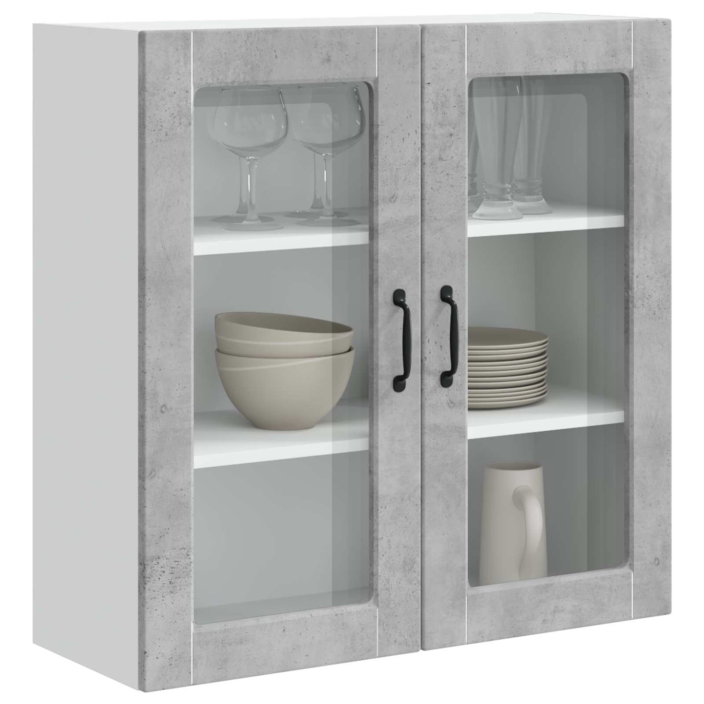 Wall Glass Cabinet PORTO Concrete Grey 80 x 31 x 80 cm