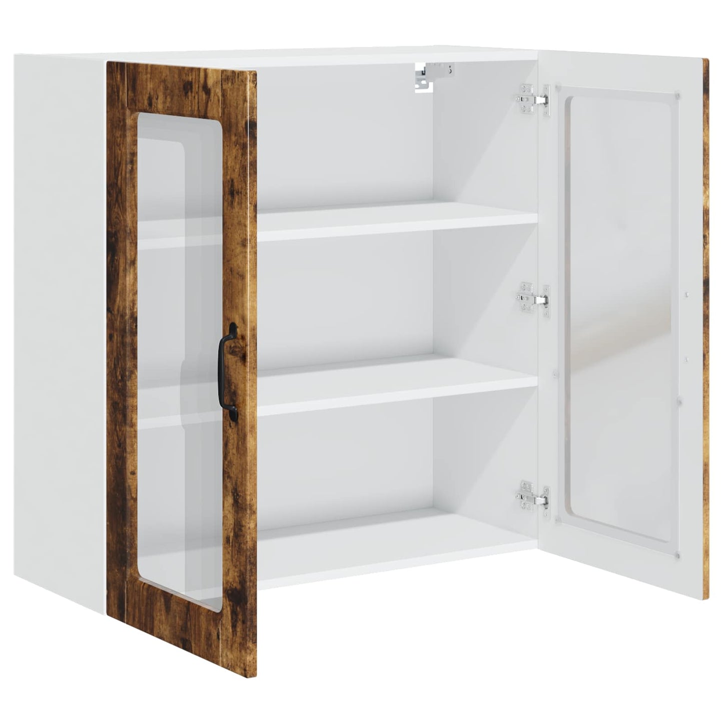 Wall Glass Cabinet PORTO Smoked Oak 80 x 31 x 80 cm