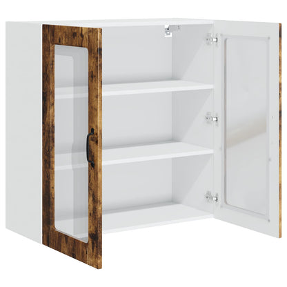 Wall Glass Cabinet PORTO Smoked Oak 80 x 31 x 80 cm